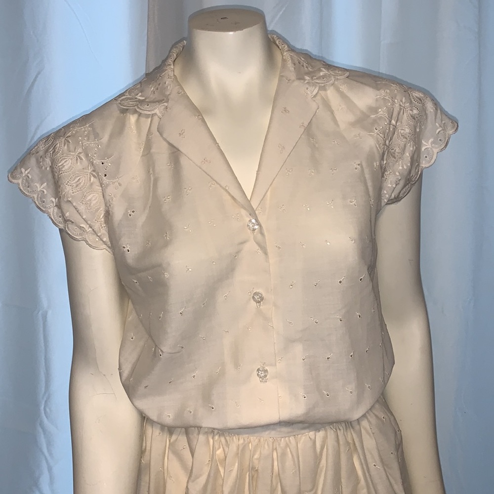 Vintage Ivory Top with Eyelet Details